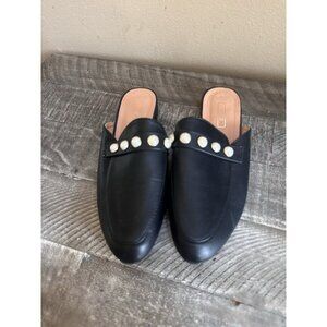Yoki Willas Rose Embroidered Mules Black Shoes Slip On Size 9